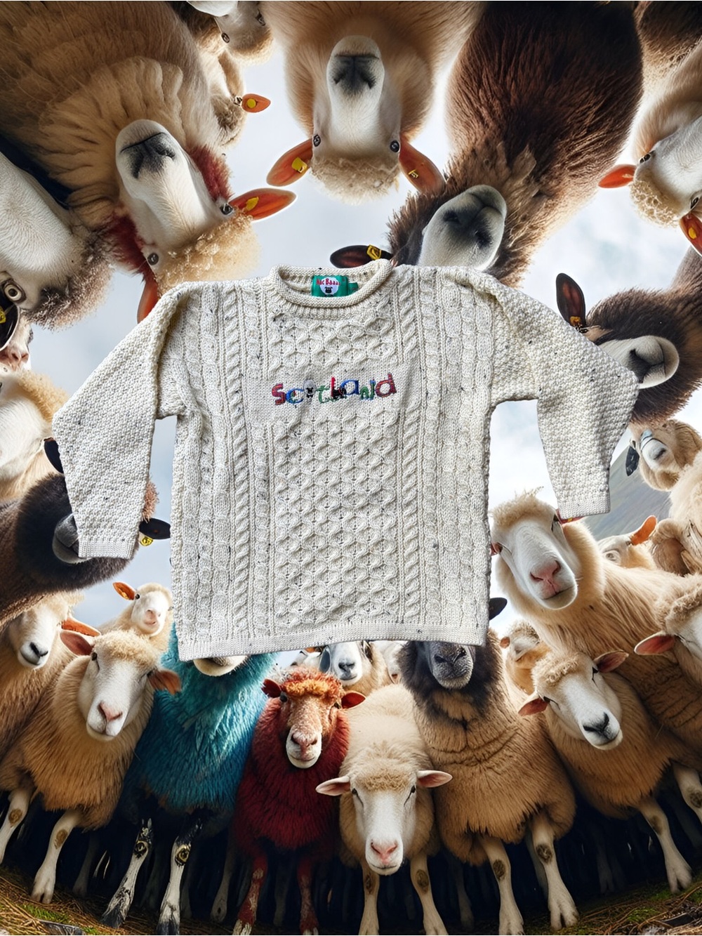 Scotland Cream Cable Knit Kids Sweater by